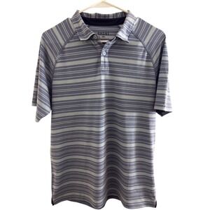 Rhone Mens Blue Grey Striped Short Sleeve Raglan Golf Polo Shirt RN 141364 FF26
